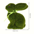 Moss Rabbit Decor Tabletop Sculpture Ornament Garden Easter Rabbit Figurines Flocked Animal Statue Figurine for Outdoor Garden Qme Green