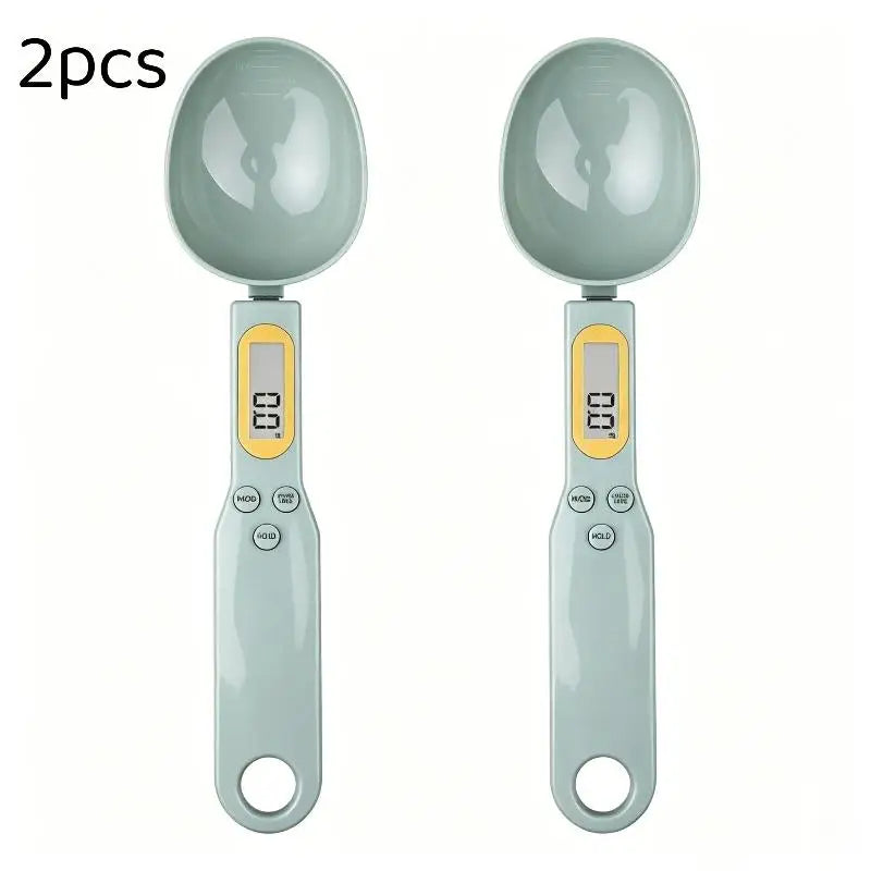1 0 1- LCD Digital Food Scale Measuring Spoon Coffee Powder Milk Qme Light green 2pcs