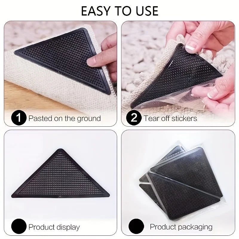 4-piece Waterproof Reusable Fixed Carpet Sticker Double-sided Qme