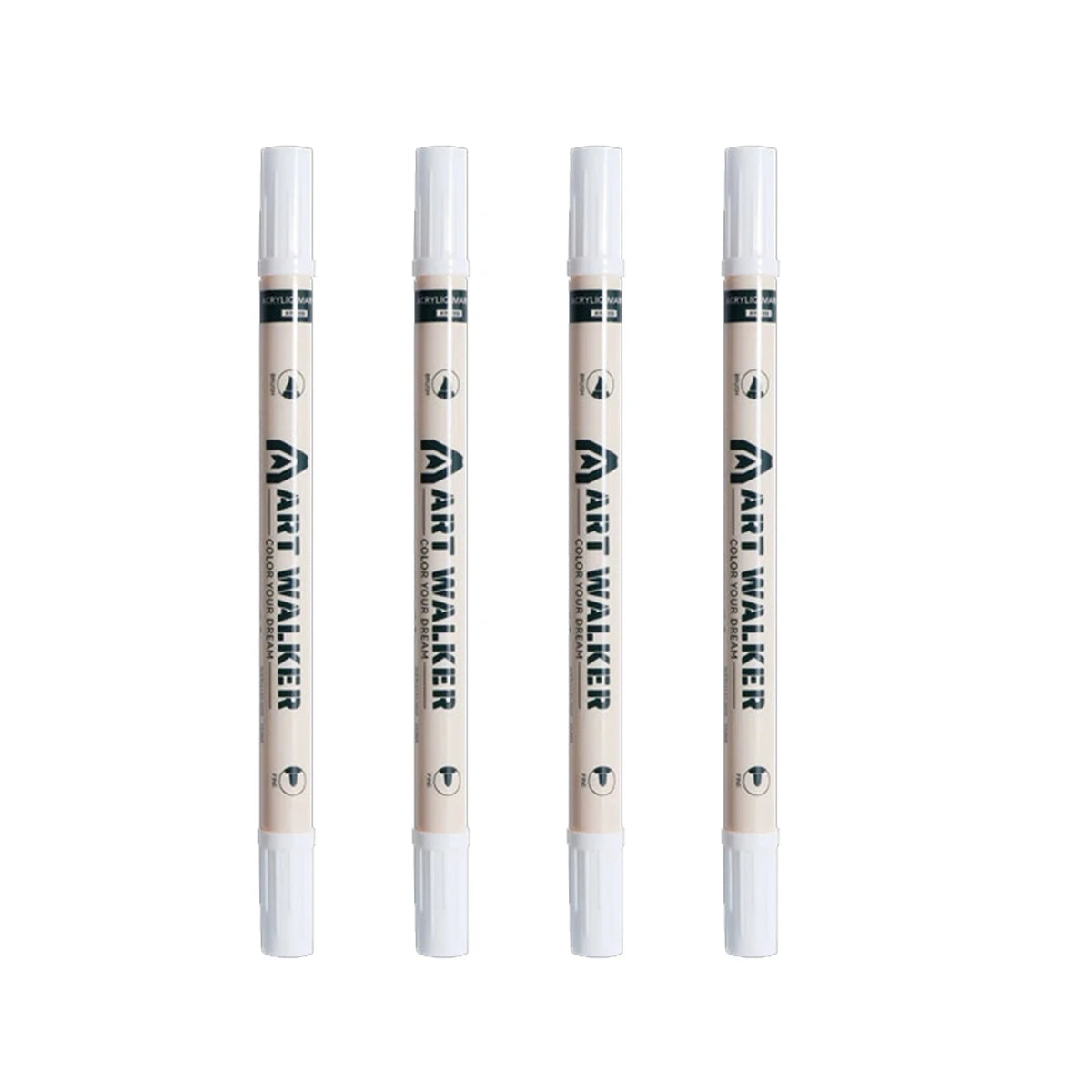 4Pcs Art Dual Tip Acrylic Black/White/Gold/Silver Paint Marker Pens, Suitable For Rock Painting,Glass, DIY Process Paint Set Qme 4 pcs white
