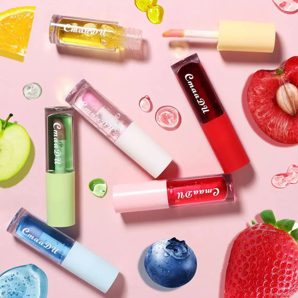 Fruit Flavored Discolored Lip Balm Jelly Magic Color Changing Lipstick Girl Moisturizing Nourishing Lasting Lip Gloss Glaze Care Qme