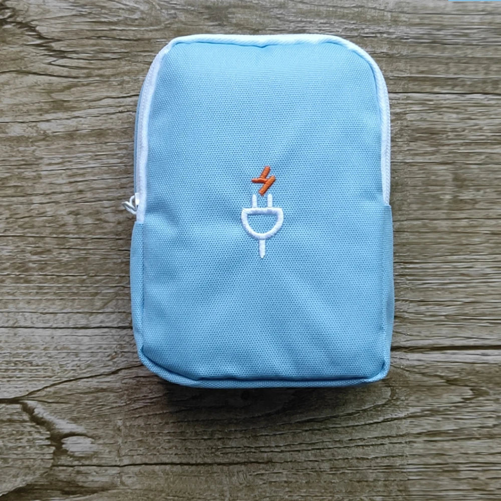 1PC Travel Portable Travel Charger Headphone Cable Digital Bag Storage Bag Men'S And Women'S Organizer Bag Qme Light blue