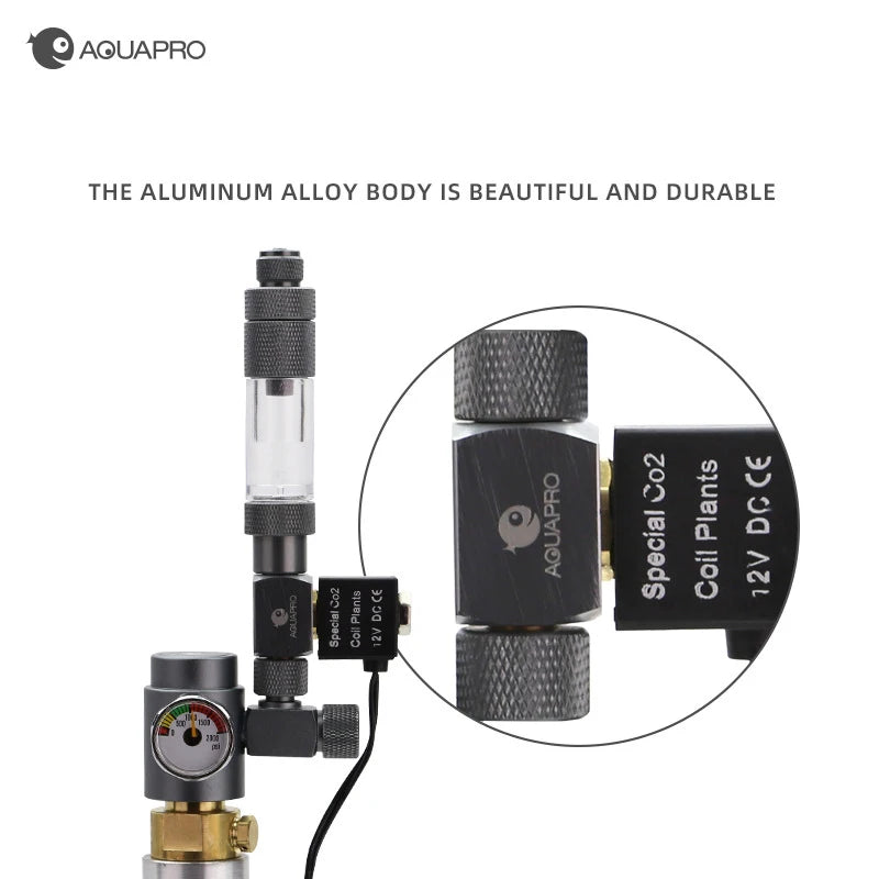 AQUAPRO CO2 Solenoid Valve 12V Pressure Regulator Aquatic Plant Gauge Switch Aquarium Accessories Fish Tanks Cylinder Equipment Qme