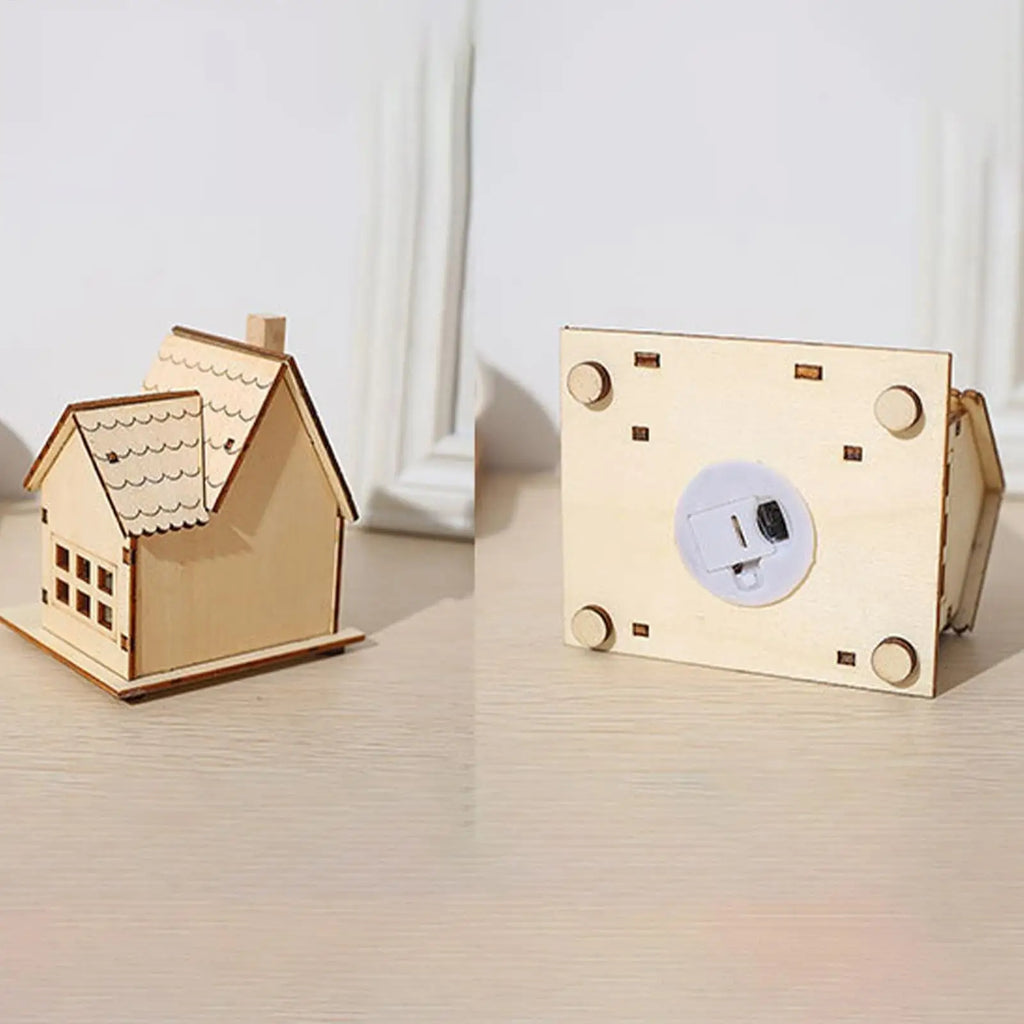Christmas House for Table Light up Table Cabin 3x Funny Holiday Decoration Cute Desk Ornament for Bedroom Kitchen Farmhouse Qme
