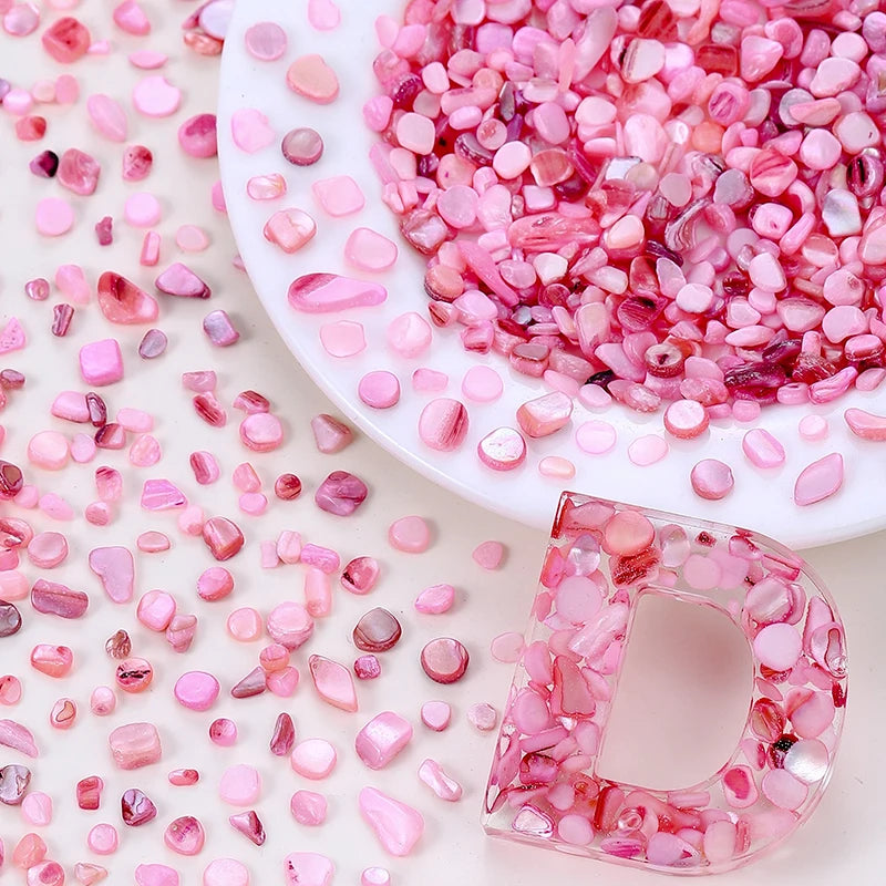 50g Crushed Shells Natural Pearl Light Nail Seashell Slices Particle Shell Charm for DIY Art Crafts Table Scatter Party Favor Qme Pink