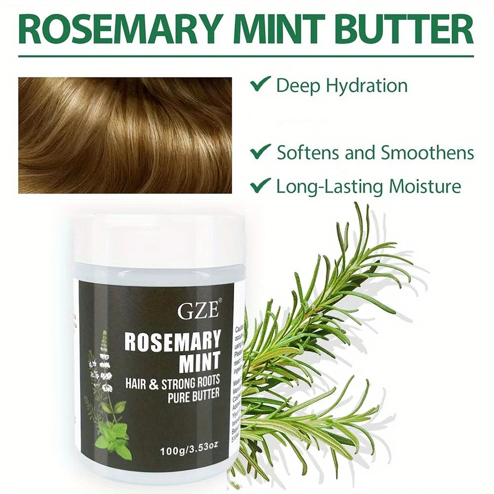 GZE Rosemary Mint Hair & Strong Roots Butter - Natural Hair Growth & Damage Repair Treatment for Stronger, Healthier Hair Qme