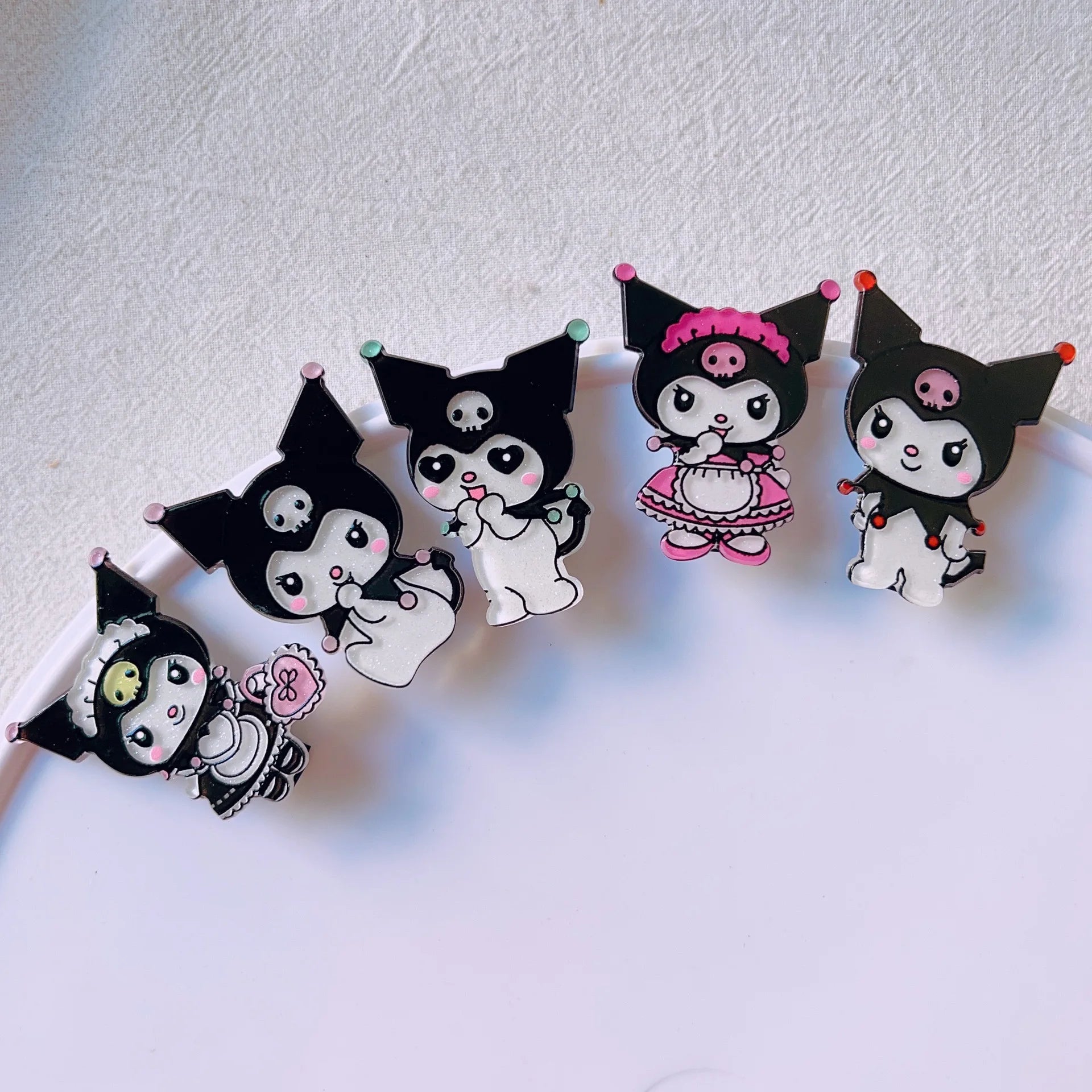 Clowmi Hair Clips Black Pink School Ties Accessories Cute Bands Qme 4