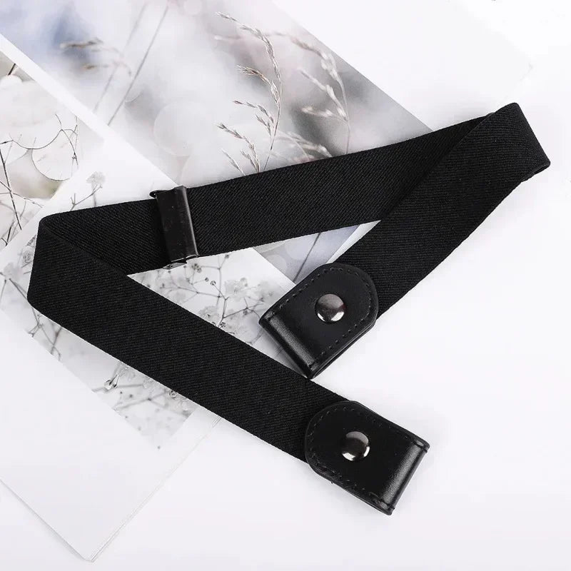 Canvas Adjustable Elastic Waist Band Invisible Belt Buckle-free Belts Qme
