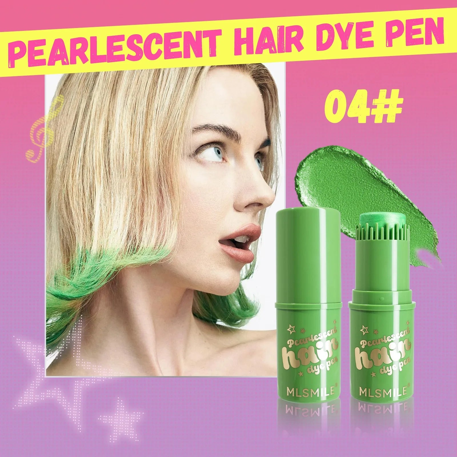 6 Colors Temporary Hair Color Stick, Pearl Shimmer Comb Hair Dye Pen, Washable Waterproof Hair Chalk for Party Cosplay &Festival Qme 04