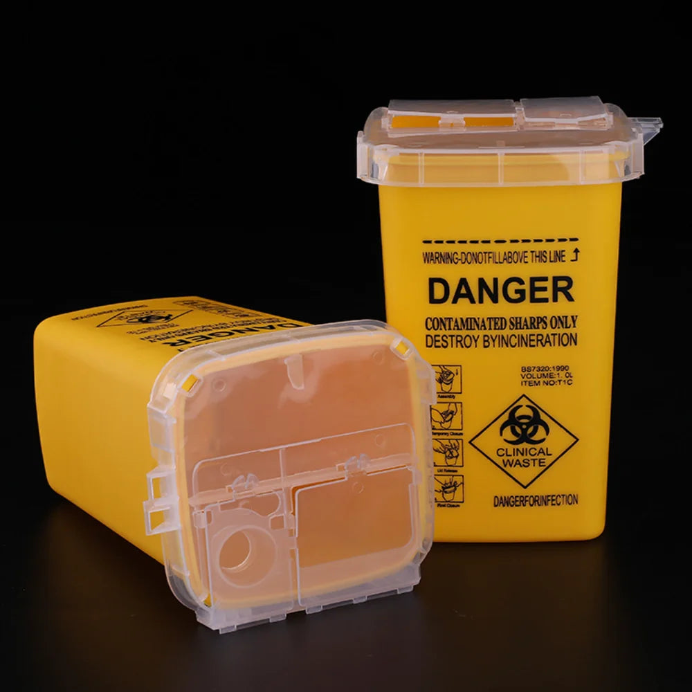 One 1L Capacity Sharps Container Medical Needles Bin Biohazard Tattoo Piercing Disposal Collect Box Tattoo Artist Waste Box Qme