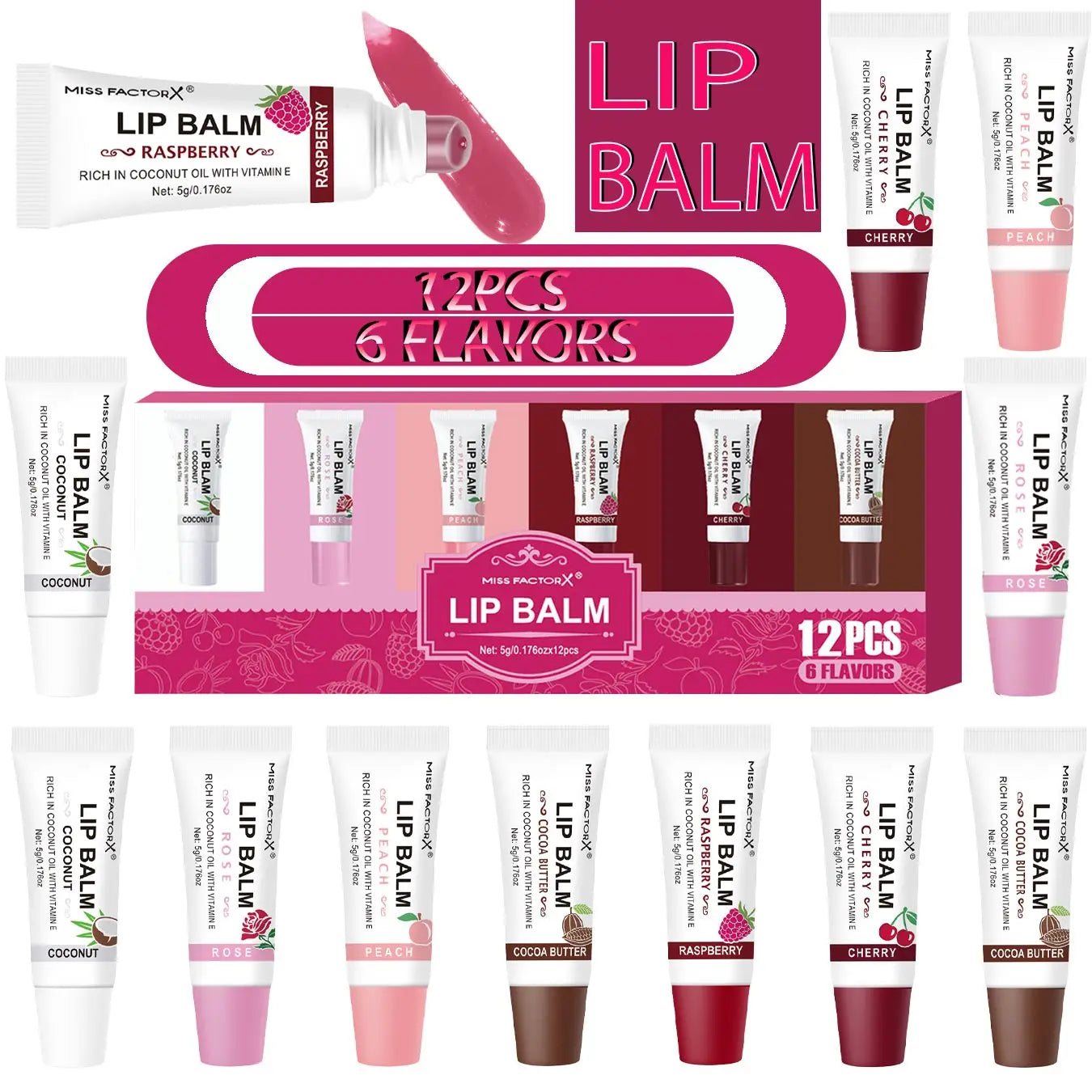 12 Pieces/Box of Unique Gift 6-Color Lip Gloss Set for Moisturizing and Brightening, Lip Color Regulator, Mother's Gift for Than Qme