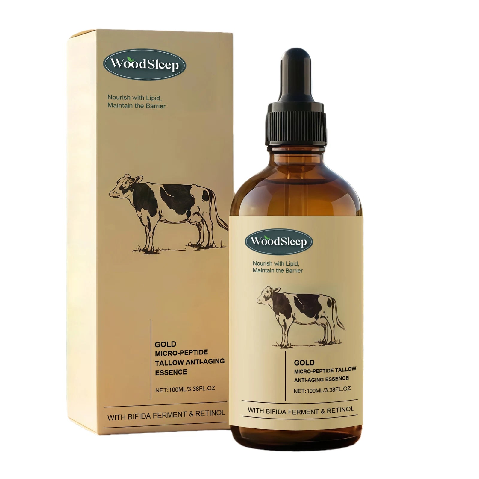 Beef Tallow Serum Anti-Wrinkle Shrinking Pores Tighten Loose Skin Reduce Fine Lines Hydrating Anti Aging Moisturizing Face Care Qme 100ml boxed