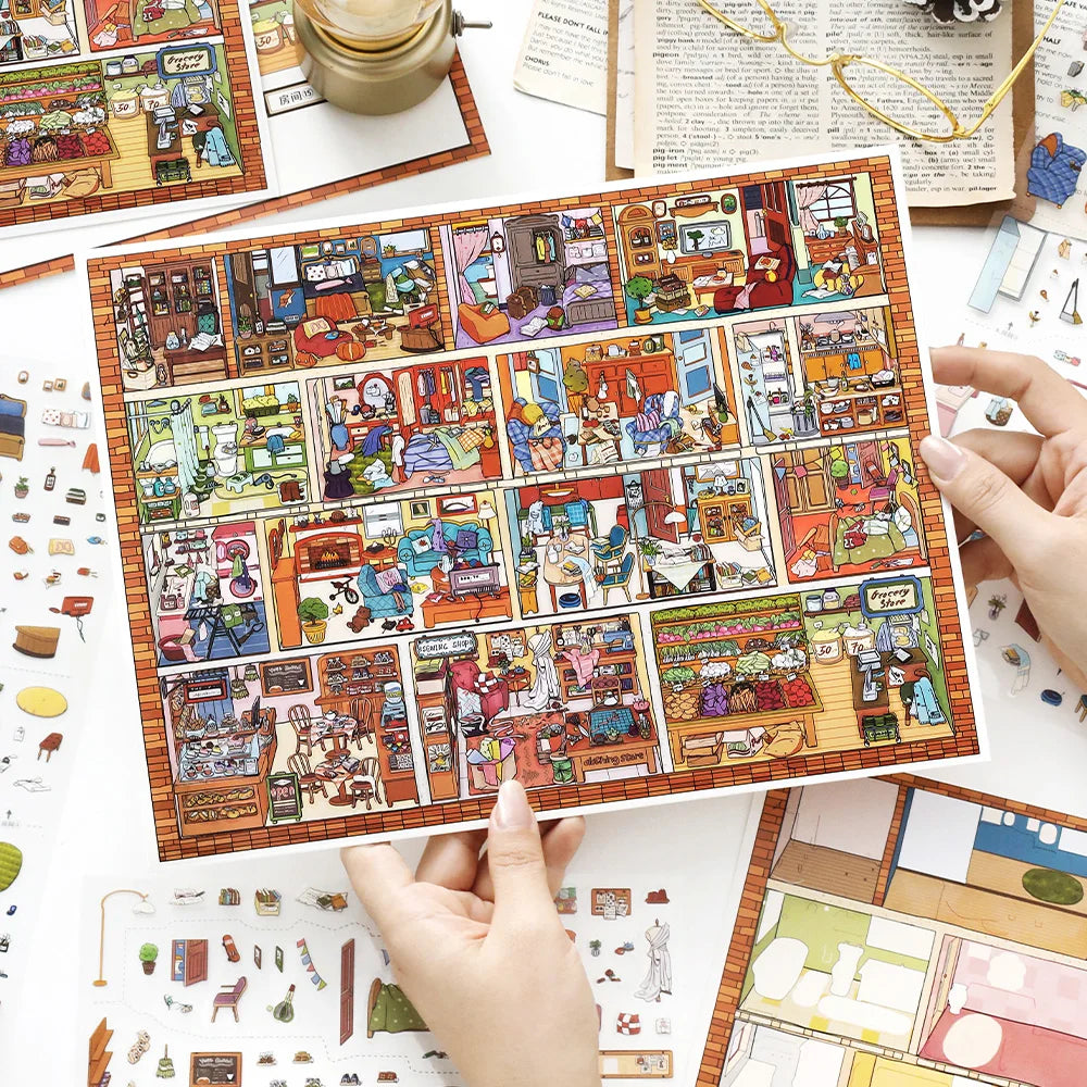 House Diorama Sticker Set, Must-Have for Craft Lovers, Fun Relaxing Activity, Stress Relief Game, Perfect Gift Qme