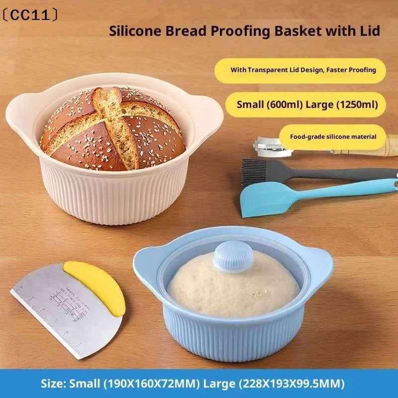 Silicone Pizza Dough Box Lid Bread Fermentation Basket Non-stick Qme