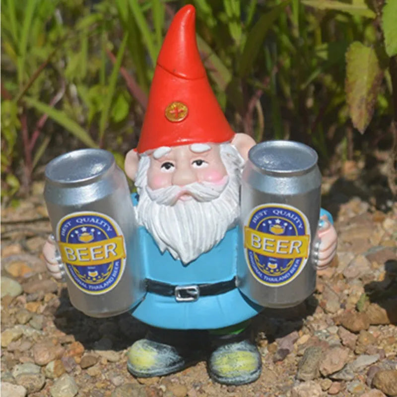 Drunk Gnome Drinking Beer Garden Anime Dwarf Pendant Cosplay Midget Holding Wine Decoration Funny Home Ornament Prop Xmas Gift Qme