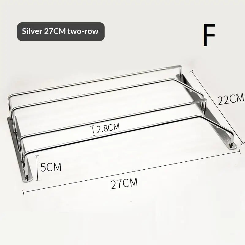 27/34cm Carbon Steel Wine Rack Glass Holder Hanging Bar Hanger Shelf Hanging Rack Under Cabinet Stemware Organizer Qme F