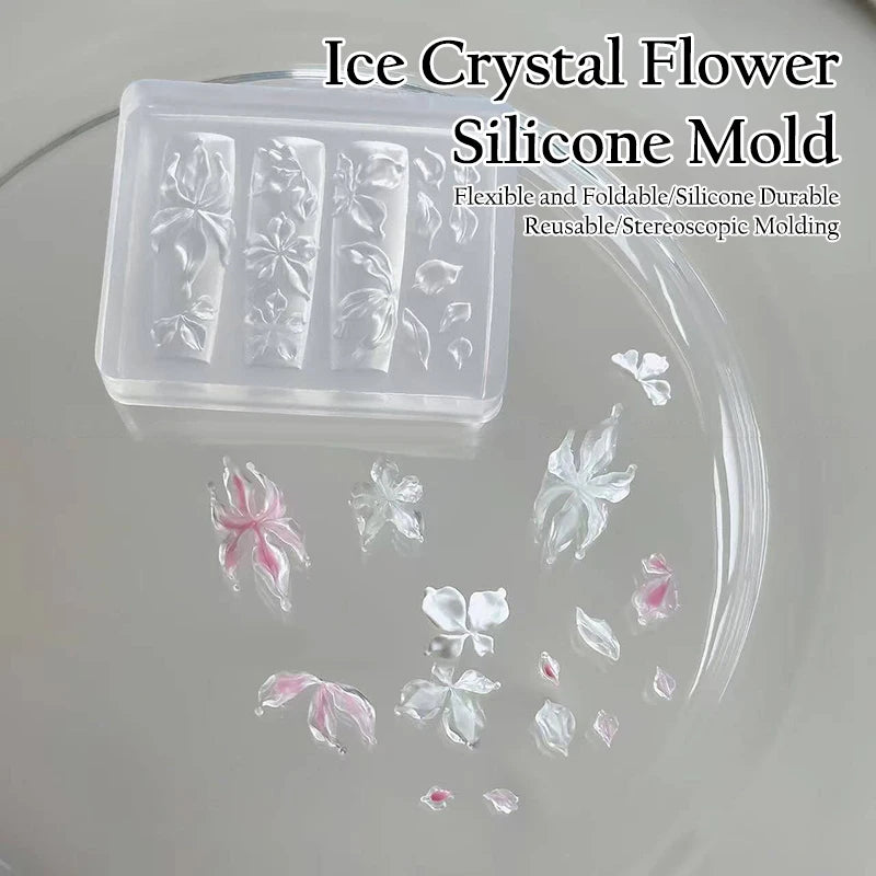 3D Ice Crystal Flower Silicone Nail Art Mold DIY Acrylic Manicure Qme