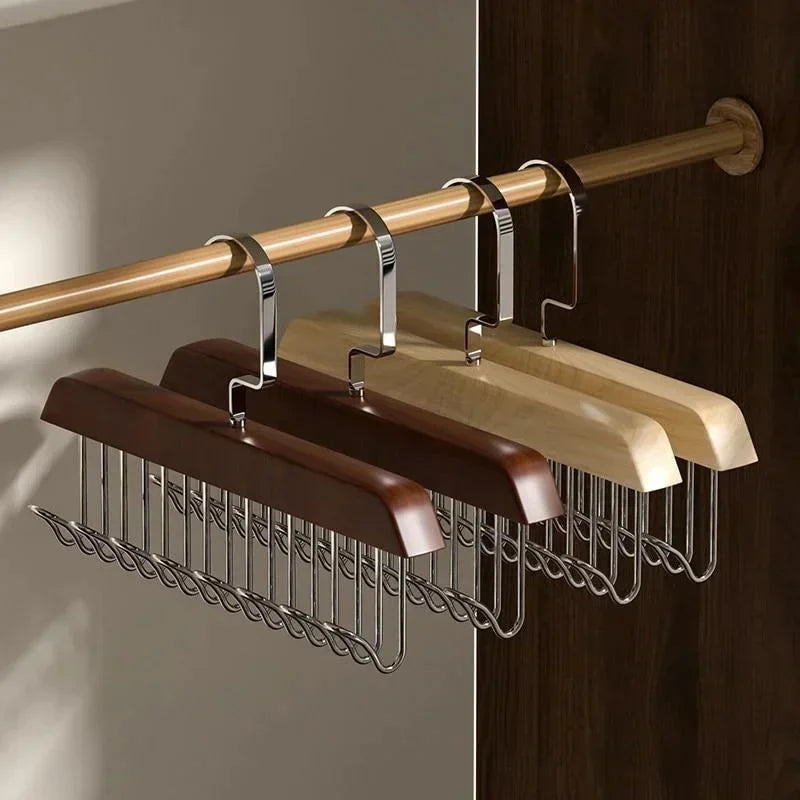 Retro Solid Wood Hanger Hook Storage Bra Tie Hangers Household Belt Storage Rack Durable 8 Hooks Rack Closet Clothes Organizer Qme