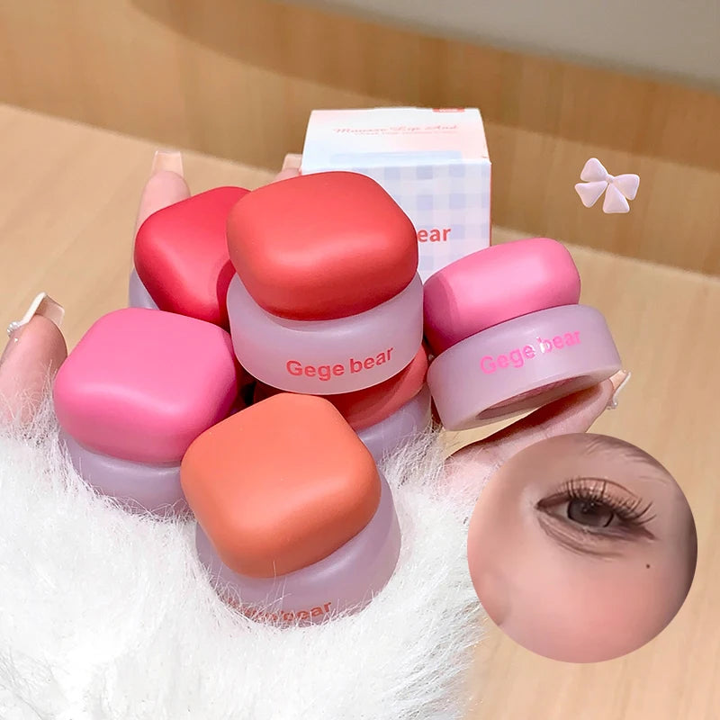 Gege Bear Mousse Lip Cheek Balm Korean Matte Blush Tint Versatile Qme