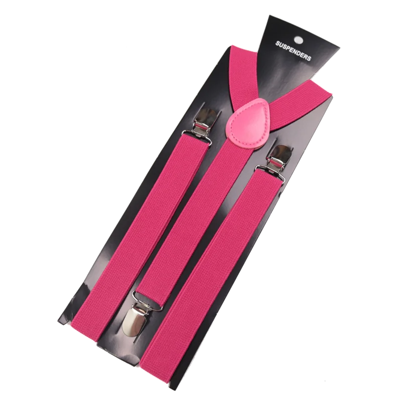 Unisex Elastic Leather Suspenders Braces Men Women Gift Black Blue Red Adjustable Straps for Wedding Suit Skirt Accessories Qme Rose Red China Mainland