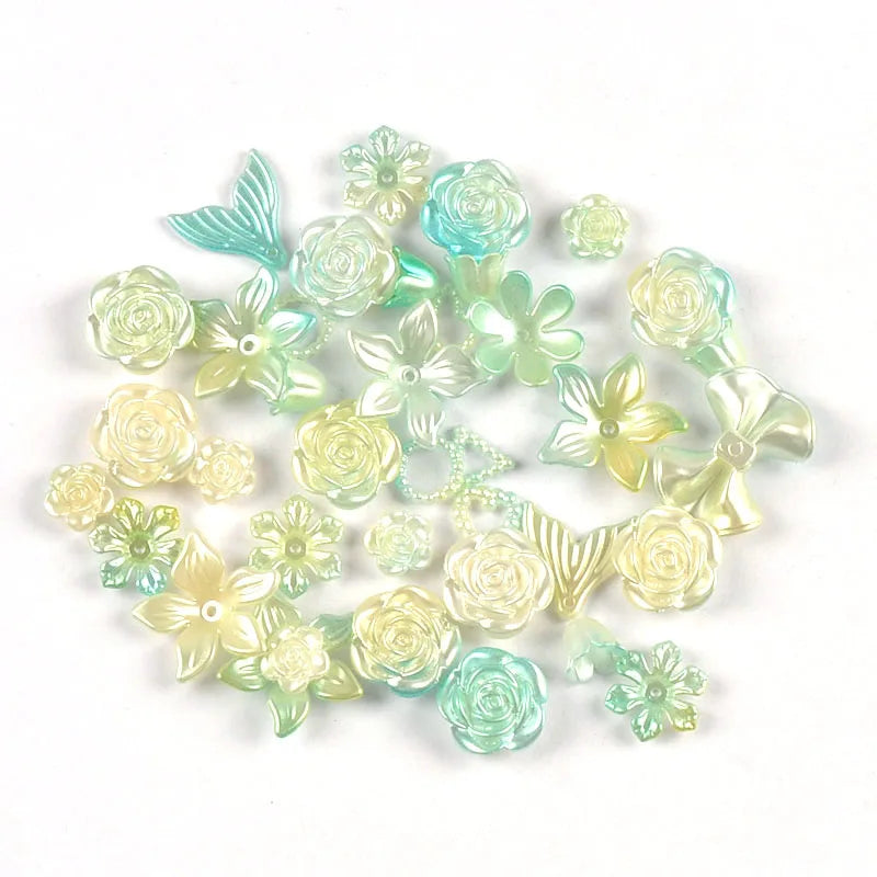 50g 1-4cm 8Colors Flower/Mermaid Mixed Resin Cabochons Embellishments Flatback DIY Crafts Making Jewerly Handmade Decor c4121 Qme
