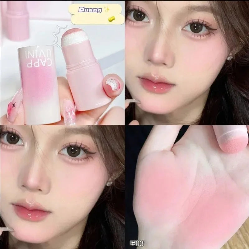 Cream Taro Pink Blush Stick Cute Rouge Face Orange Blue Purple Blusher Matte Low-saturation Makeup Cheek Stick Lasting Cosmetics Qme B03