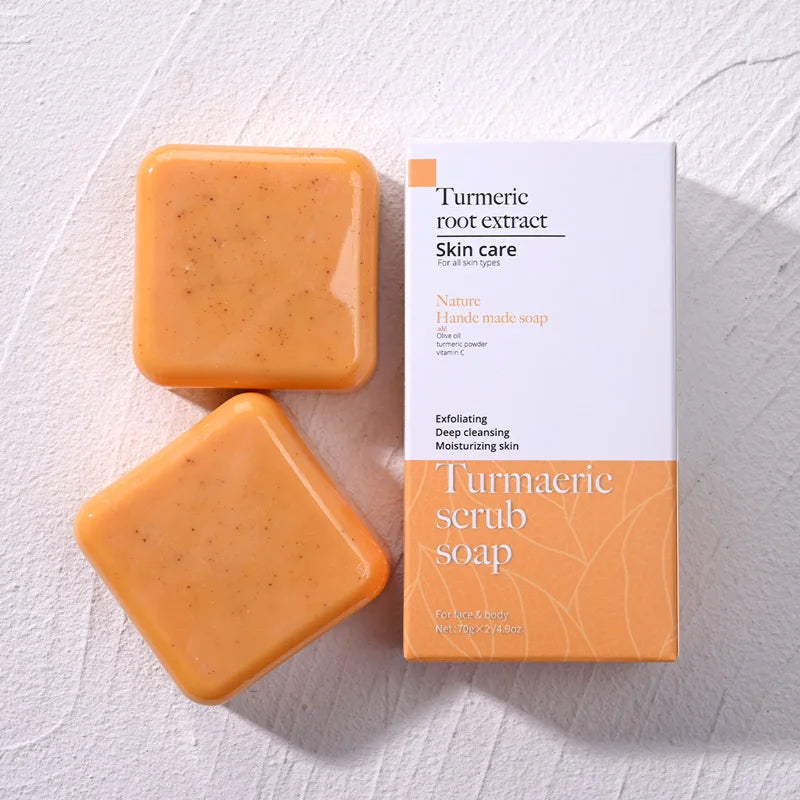 Turmeric Scrub Soap Solid Face Wash Kojic Acid Olive Oil Minerals Qme
