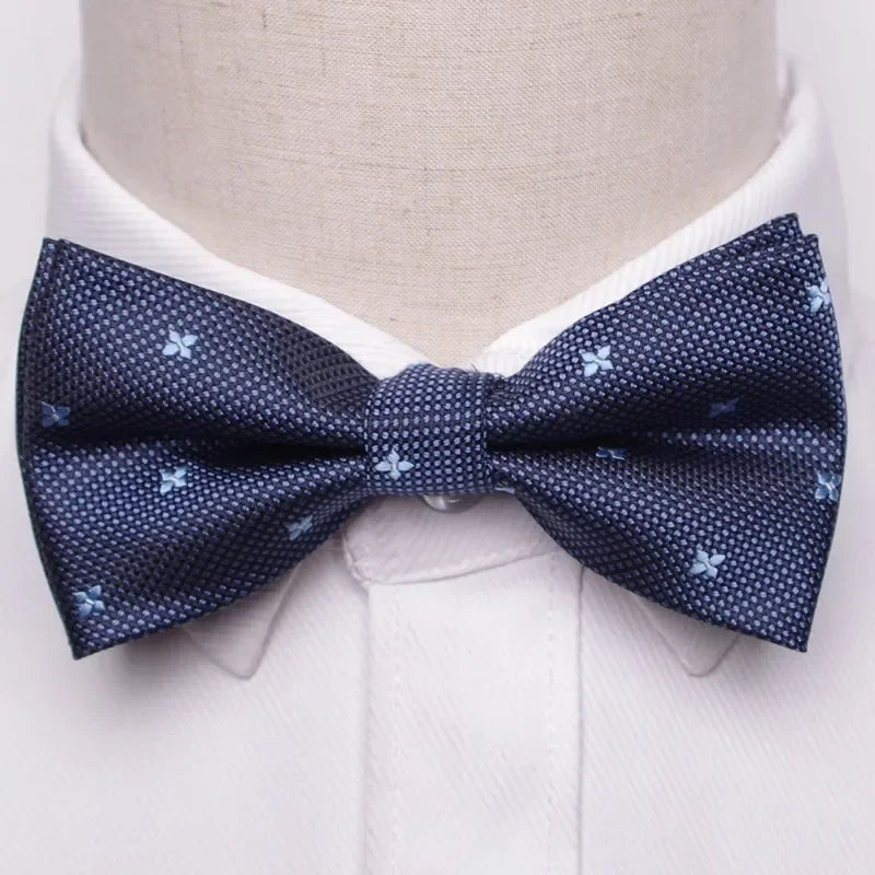 Classic Black Men Bow Ties Fashion Polyester Bowtie Woven Dot Checked