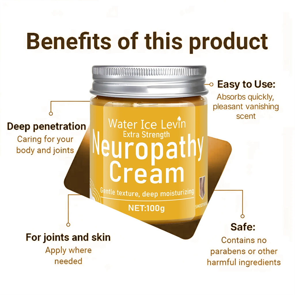 Water Ice Levin Extra Strength Neuropathy Cream. Deep-Penetrating, Gentle Moisturizer for Seniors Qme