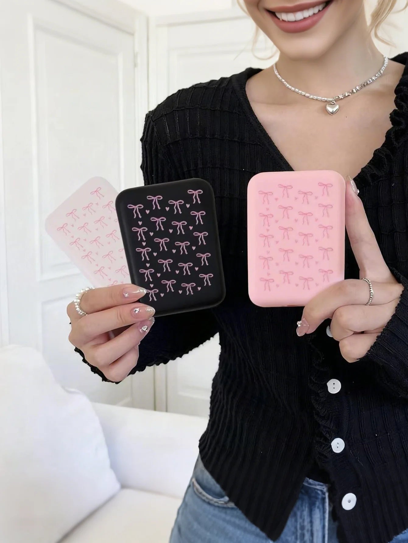 1 Black Pink Bow TPU Charging Protective Case Compatible Apple's Qme