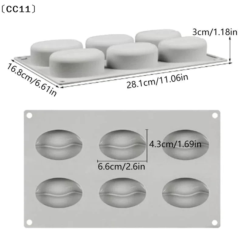 Coffee Bean Shape Cake Silicone Mold DIY Bread Chocolate Dessert Qme