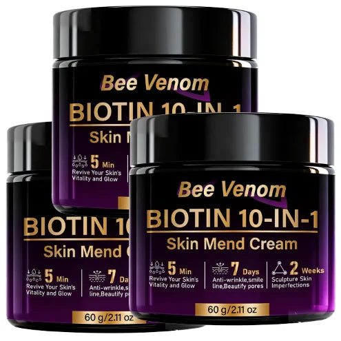 Bee Venom Biotin 10-in-1 Skin Mend Cream, Anti-Wrinkle & Anti-Aging, Fast Revitalizing & Firming, 5 Min Glow Qme WHITE 60g