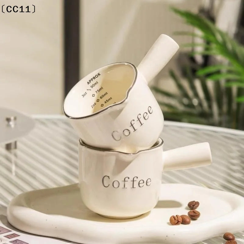 Ceramic Espresso Coffee Measuring Cup Scale Extraction Milk Pitcher Qme