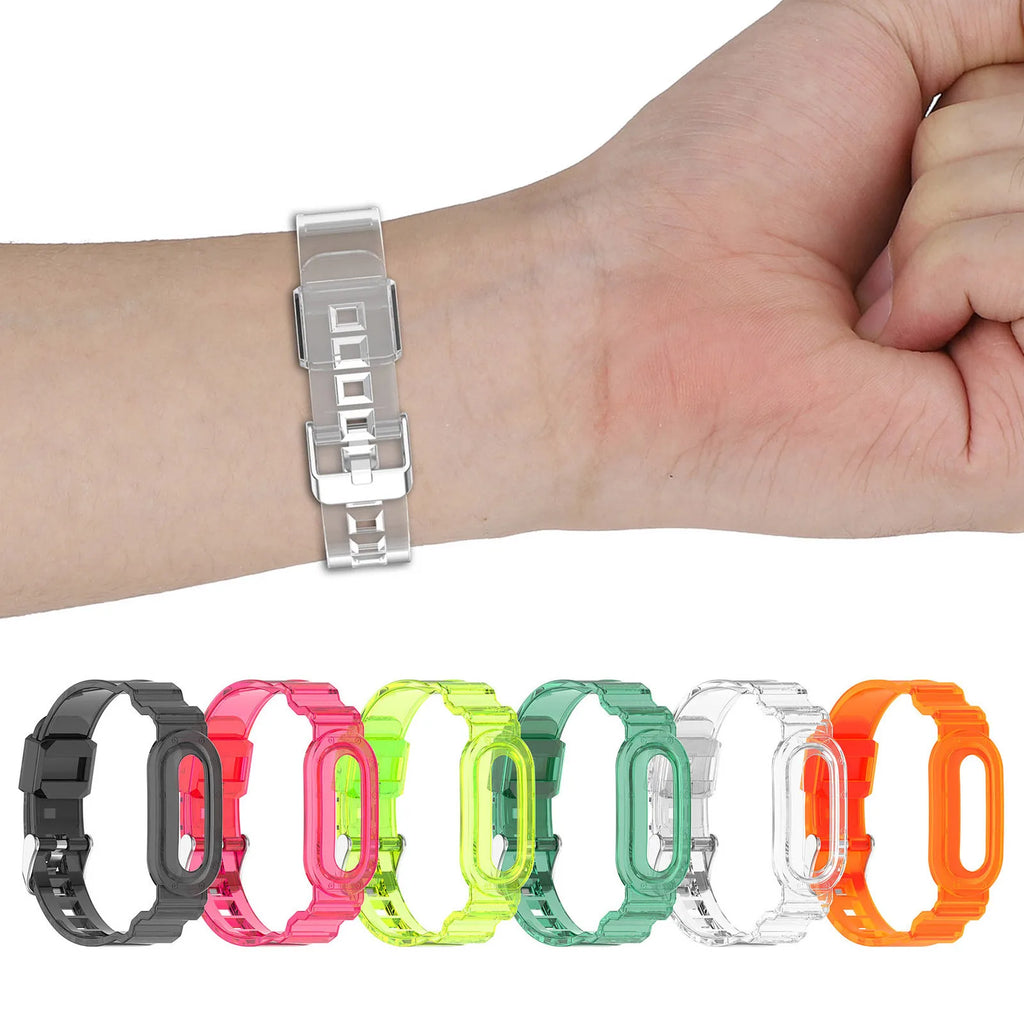 TPU Transparent Adjustable Wristband for Google Fitbit Air Fitness Tracker Watch Band Sweatproof Waterproof for Men Women Qme