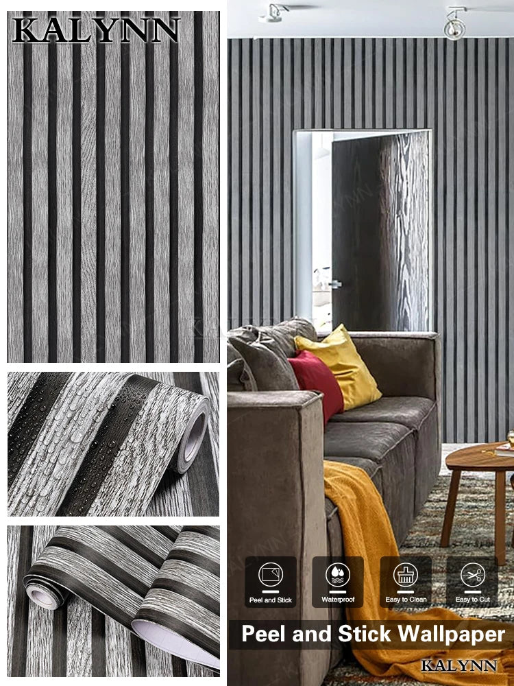 Wood Slat Self Adhesive Wallpaper Vinyl Decorative Peel Stick Contact Qme