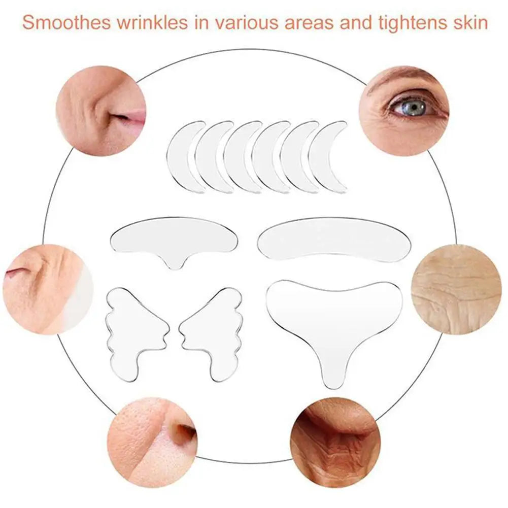 Silicone Face Pad Patch Wrinkle Removal Forehead Eye Neck Reusable Qme