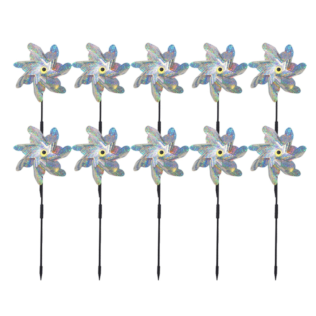 10pcs Windmill Bird Insect Repellent Orchand Garden Decorations Reflective Wind Spinner Outdoor Decor DIY Lawn Windmill Qme