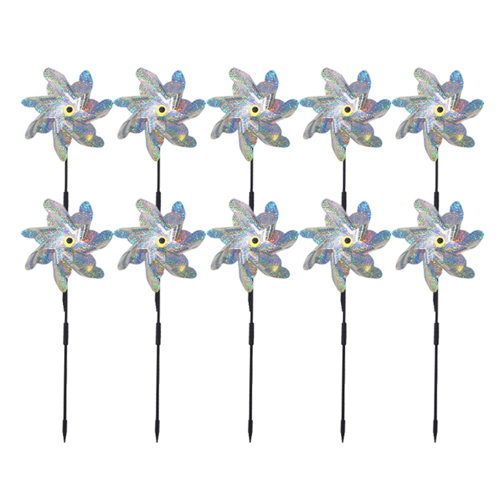 10pcs Windmill Bird Insect Repellent Orchand Garden Decorations Reflective Wind Spinner Outdoor Decor DIY Lawn Windmill Qme