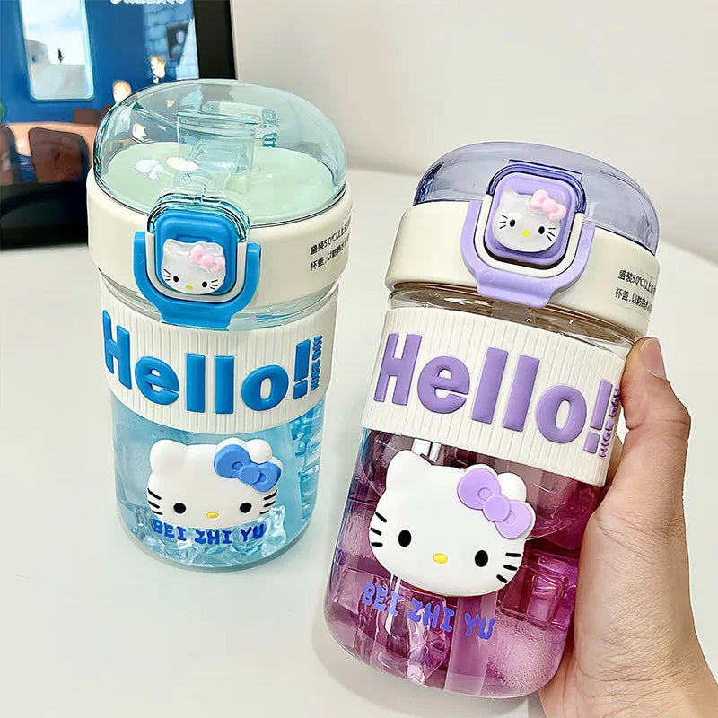 Hello Kitty Straw Cup Summer Portable Shock-Resistant Travel Cup Student-Friendly Sports-Grade Heat-Resistant Plastic Cup Qme
