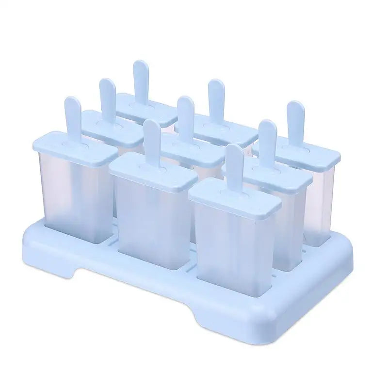 9 Grid Ice Cream Mold Popsicle Tray DIY Machine Homemade Summer Stick Qme Blue 1