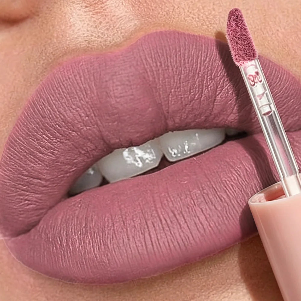 Waterproof Matte Lipstick Women Nude Pink Lip Tint Silky Texture Qme