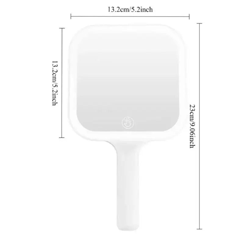 LED Smart Makeup Mirror Hand-held Carry 3 Colors Adjust Bright Touch Qme