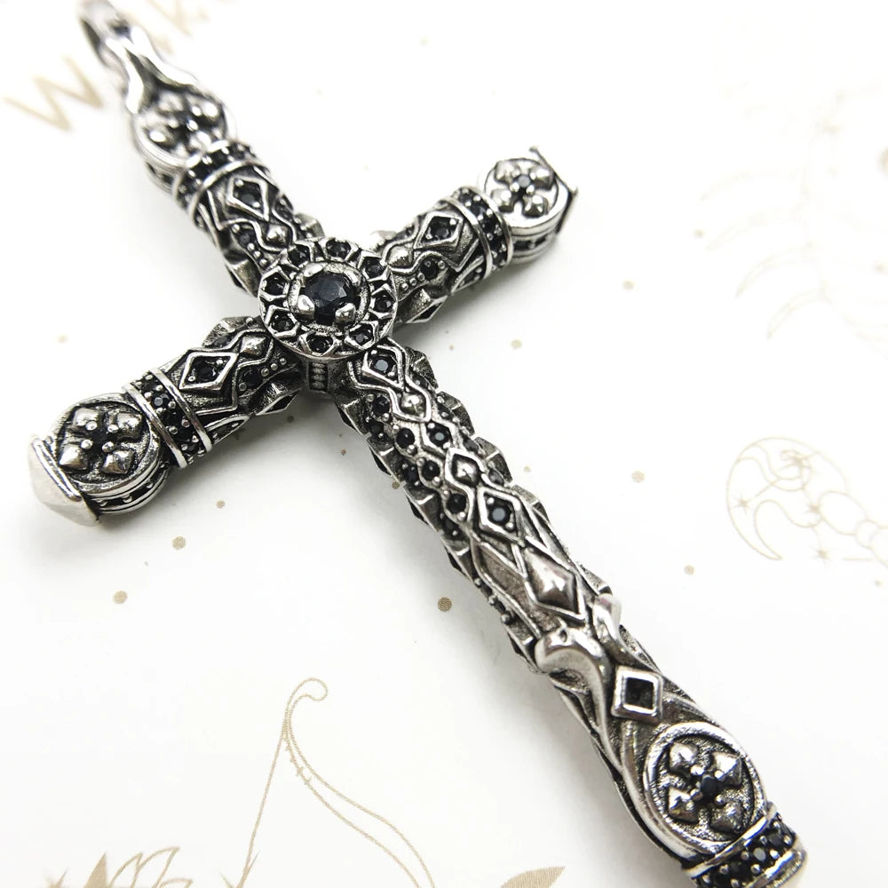 Large Richly Ornamented Cross Pendant,Brand New 925 Sterling Silver Masterful Jewelry Accessories Vitnage Gift For Women Men Qme