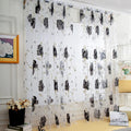 1/2 PCS Vines Leaves Tulle Door Window Curtain Drape Panel Sheer Scarf Valances Colorful Floral Pattern Transparent Curtains Qme Black