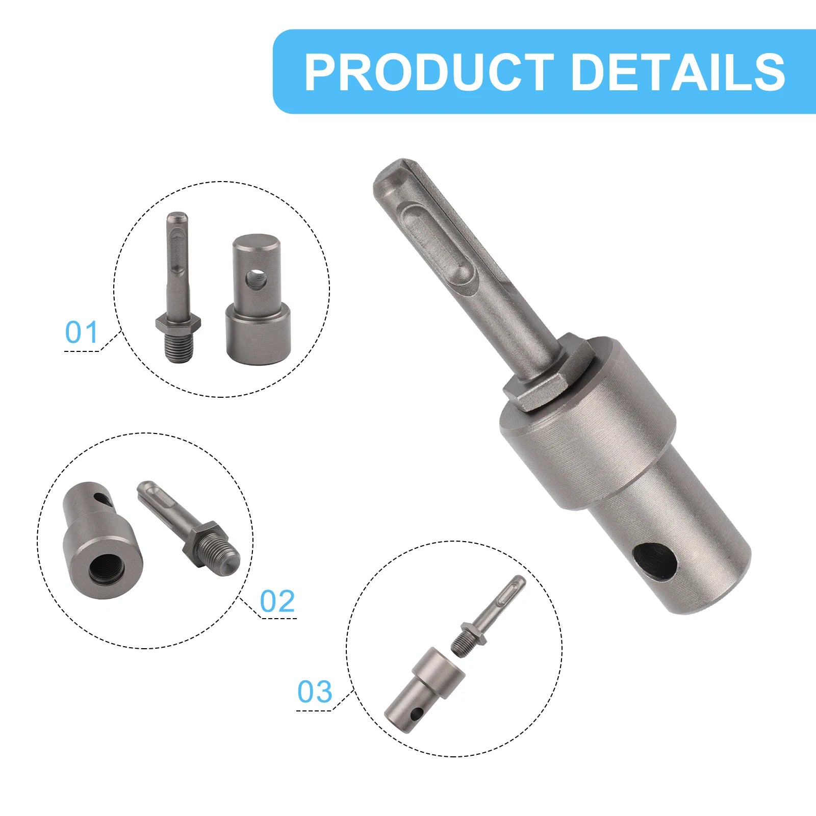 1*Round Handle Earth Auger Adapter Tool 4 Interface Types For Impact Wrench Hammer Machine Garden Auger Drill Connector Qme A