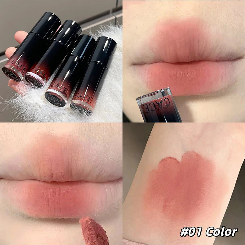CACE Matte Liquid Lipstick Waterproof Lasting Velvet Nude Lip Mud Rose Red Lip Gloss Tint Korean Cosmetics For Women Lip Stain Qme 01