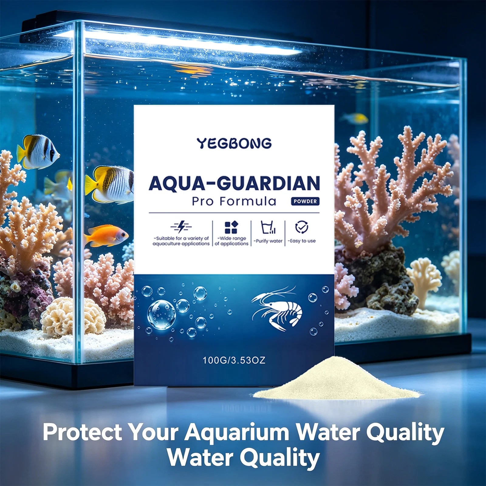 Aquarium Water Purifier Powder Remove Impurities Purify Water Improve Water Quality Safe Easy to Use Fish Tank Water Conditioner Qme