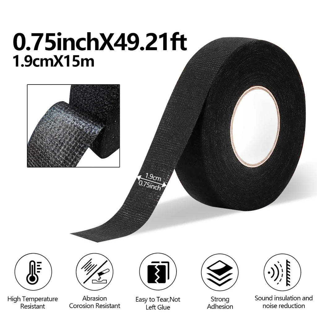 Heat-Resistant Electrical Tape - Durable Adhesive Cloth for Cable Management, Harness Wiring & Loom Organization for Electrician Qme