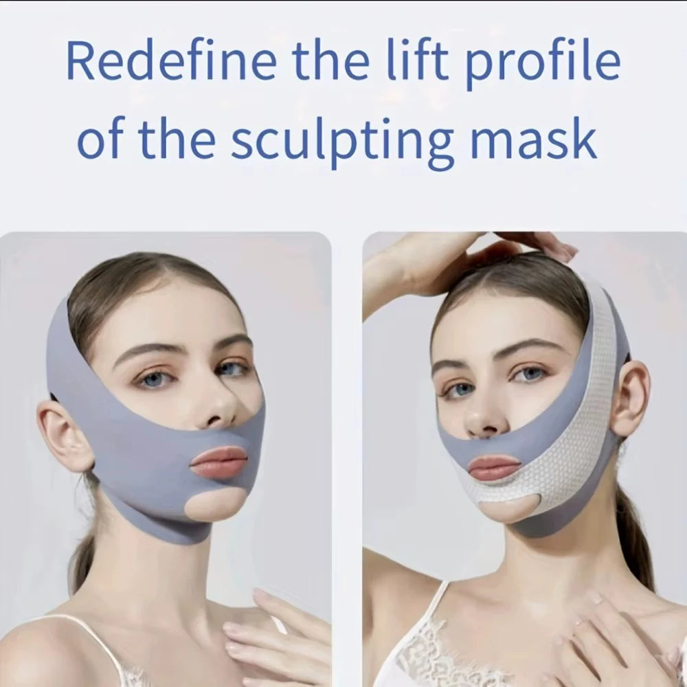 1pc V-Shape Face Sculpting Sleep Mask Breathable Elastic Lifting Tightening Mask Skin Care Slimming Strap Chin Up Mask Woman Qme