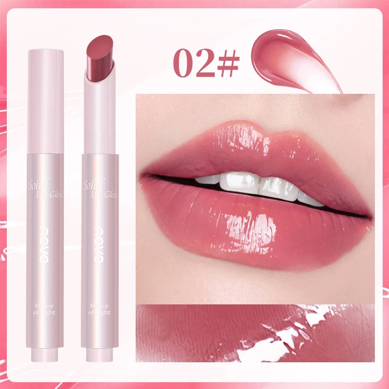 Moisturizing Mirror Lipstick, Nourishing Lip Glaze, Long-Lasting Waterproof Non-Stick Cup, Highpigment Lip Gloss,All Skin Types Qme 02